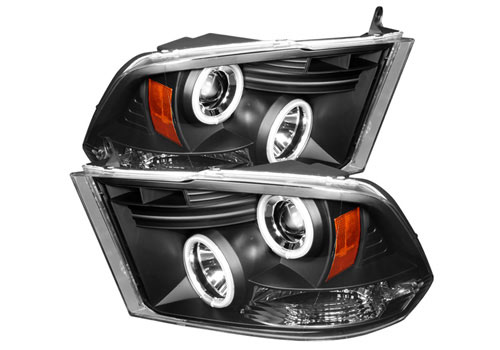 Black CCFL Halo Headlights w/Daytime Lights 09-18 DODGE RAM